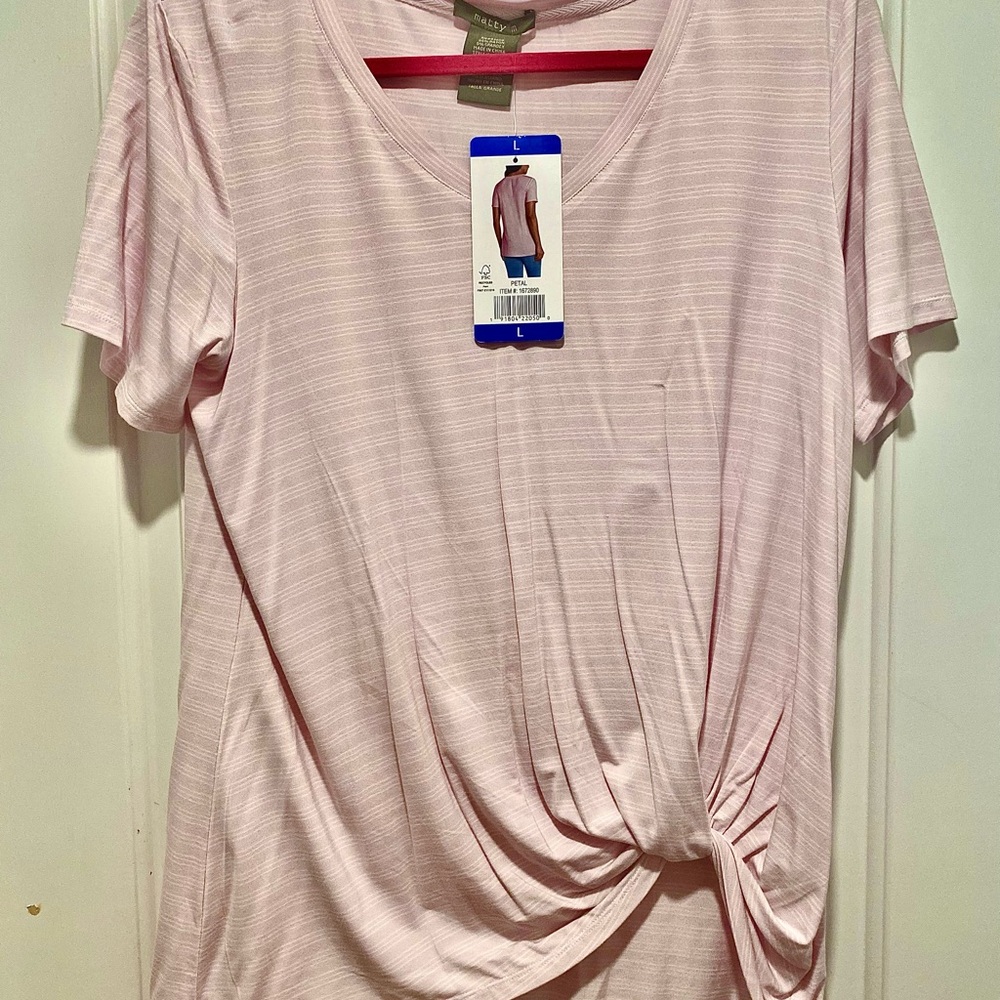 Matty M Light Pink Twist Front Tee